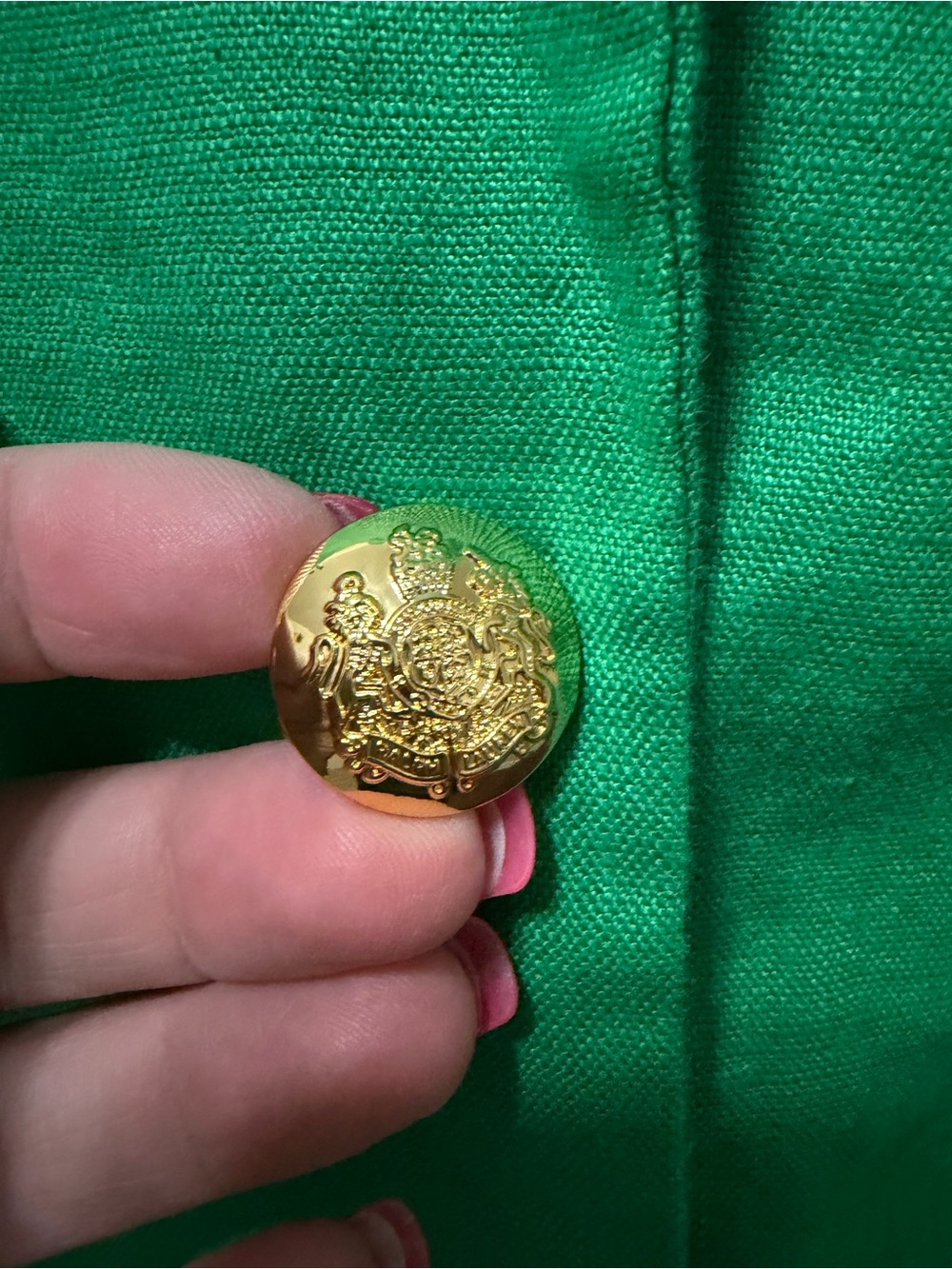 Lauren Ralph Lauren Green Linen Blend Gold Crest Button Blazer Jacket 12 - Picture 3 of 12